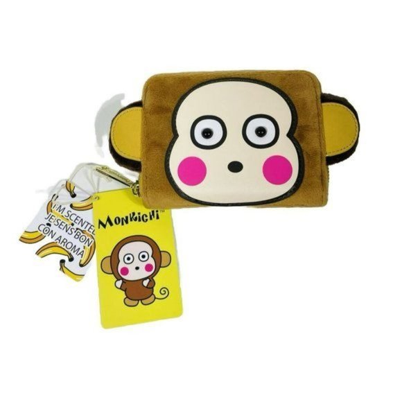 Loungefly Sanrio Monkichi Monkey Banana Scented Cosplay Zip Around Wallet Brown - Picture 2 of 7
